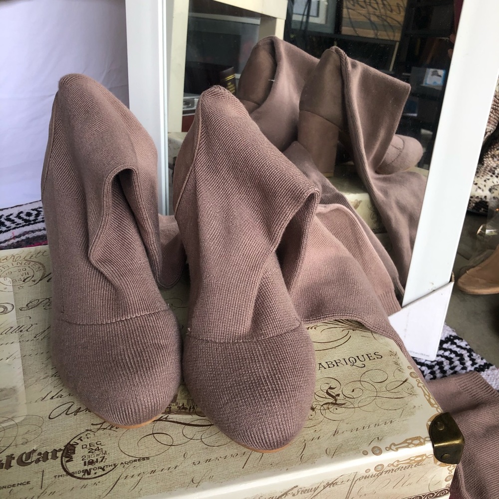 Soft fabric thigh-high boots